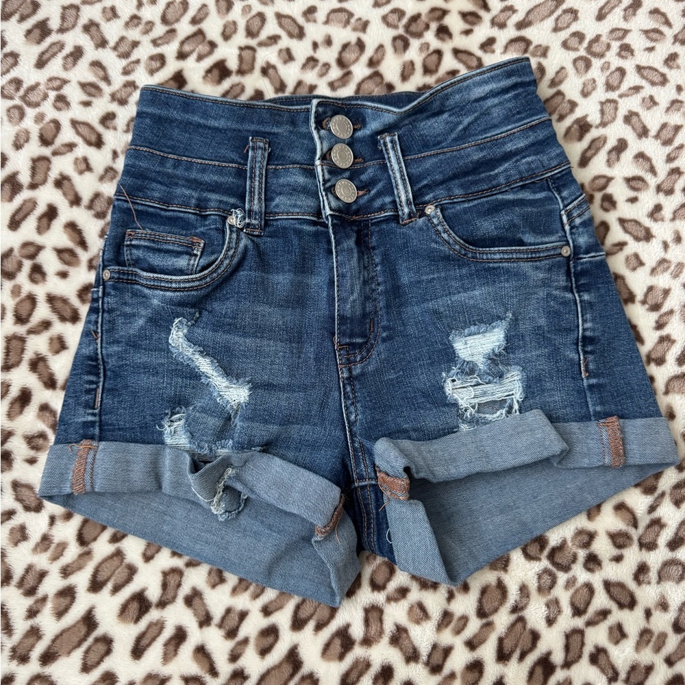 Refuge Blue Distressed Jean Shorts